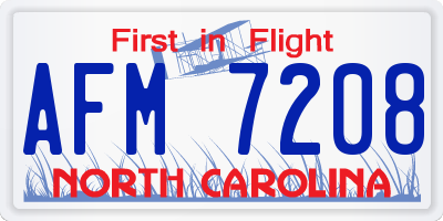 NC license plate AFM7208