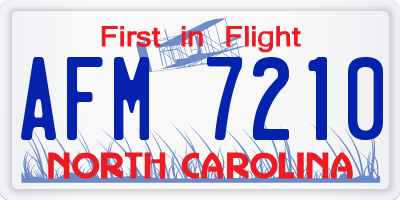 NC license plate AFM7210