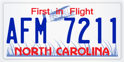 NC license plate AFM7211