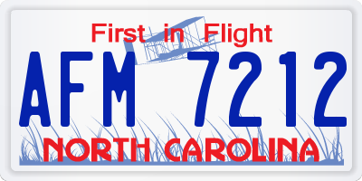 NC license plate AFM7212