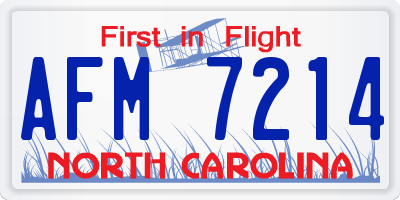 NC license plate AFM7214