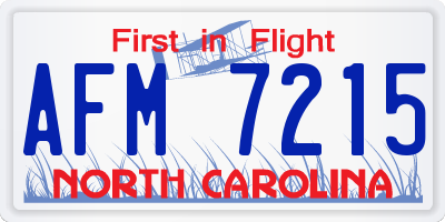 NC license plate AFM7215