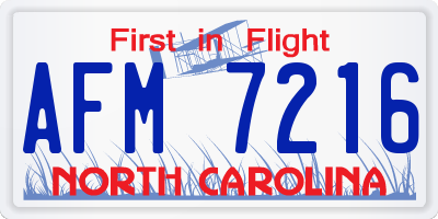 NC license plate AFM7216