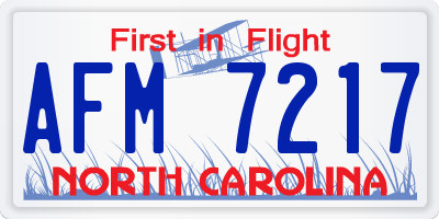 NC license plate AFM7217