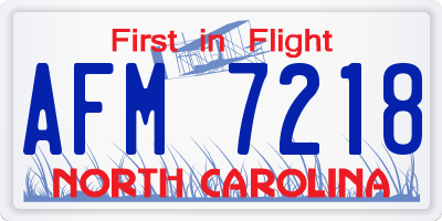NC license plate AFM7218