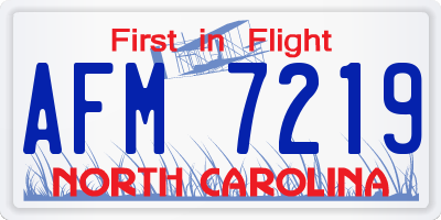 NC license plate AFM7219