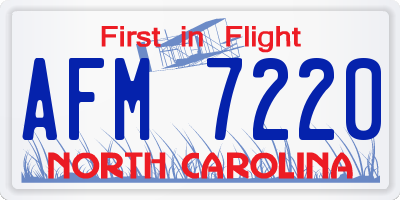 NC license plate AFM7220