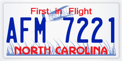 NC license plate AFM7221