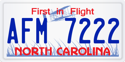 NC license plate AFM7222