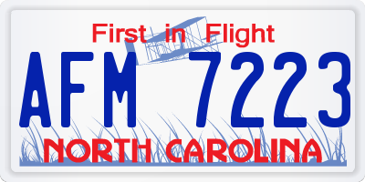 NC license plate AFM7223