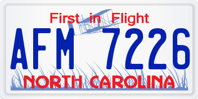 NC license plate AFM7226