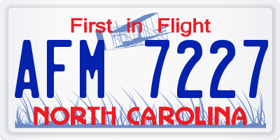 NC license plate AFM7227