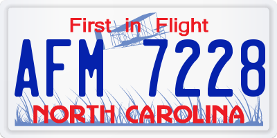 NC license plate AFM7228