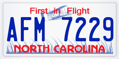NC license plate AFM7229