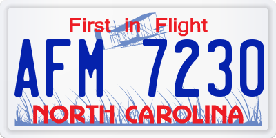 NC license plate AFM7230