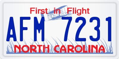 NC license plate AFM7231