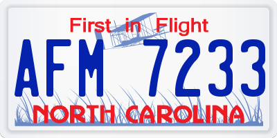 NC license plate AFM7233