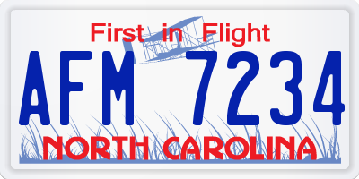 NC license plate AFM7234