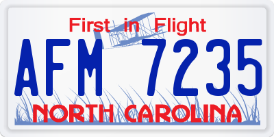 NC license plate AFM7235