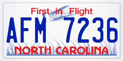 NC license plate AFM7236
