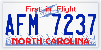 NC license plate AFM7237