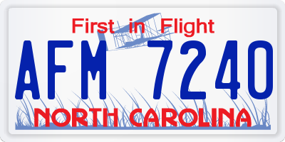 NC license plate AFM7240