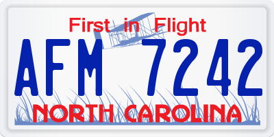 NC license plate AFM7242