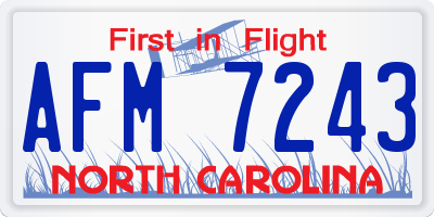 NC license plate AFM7243