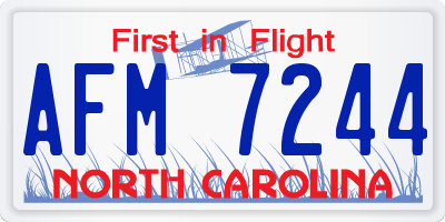 NC license plate AFM7244