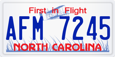 NC license plate AFM7245