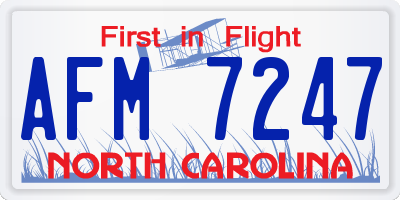 NC license plate AFM7247
