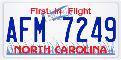 NC license plate AFM7249