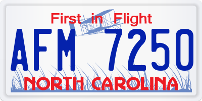 NC license plate AFM7250