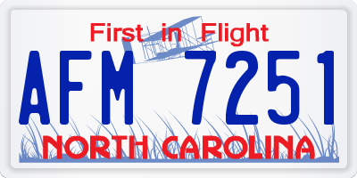 NC license plate AFM7251