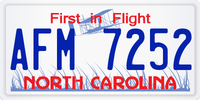 NC license plate AFM7252