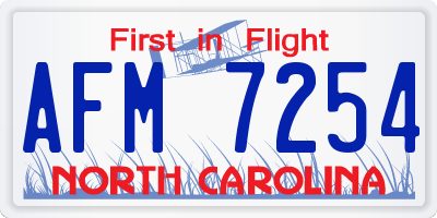 NC license plate AFM7254