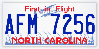 NC license plate AFM7256