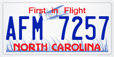 NC license plate AFM7257