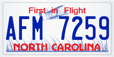 NC license plate AFM7259