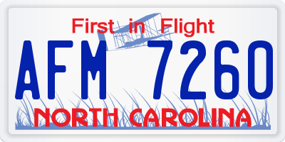 NC license plate AFM7260