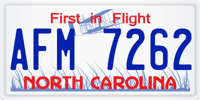NC license plate AFM7262