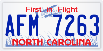 NC license plate AFM7263
