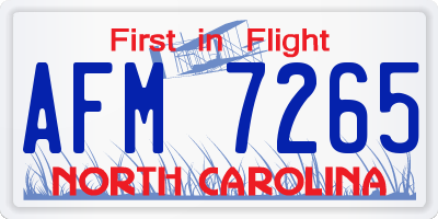 NC license plate AFM7265