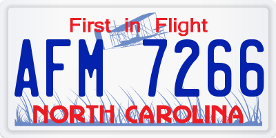 NC license plate AFM7266