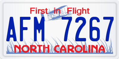 NC license plate AFM7267
