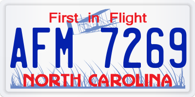 NC license plate AFM7269