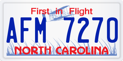 NC license plate AFM7270