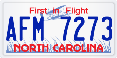 NC license plate AFM7273