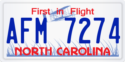 NC license plate AFM7274
