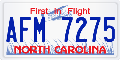 NC license plate AFM7275